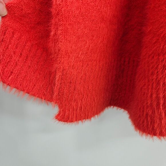 NWT Mersea Chalet Poncho Sweater Size Petite Orange Soft Fuzzy Cozy - Picture 8 of 10